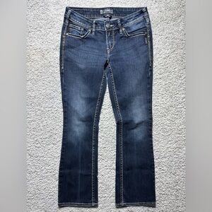 Silver Jeans Womens 28 Aiki Bootcut Dark Wash Big Stitch Embroidered Denim Rodeo